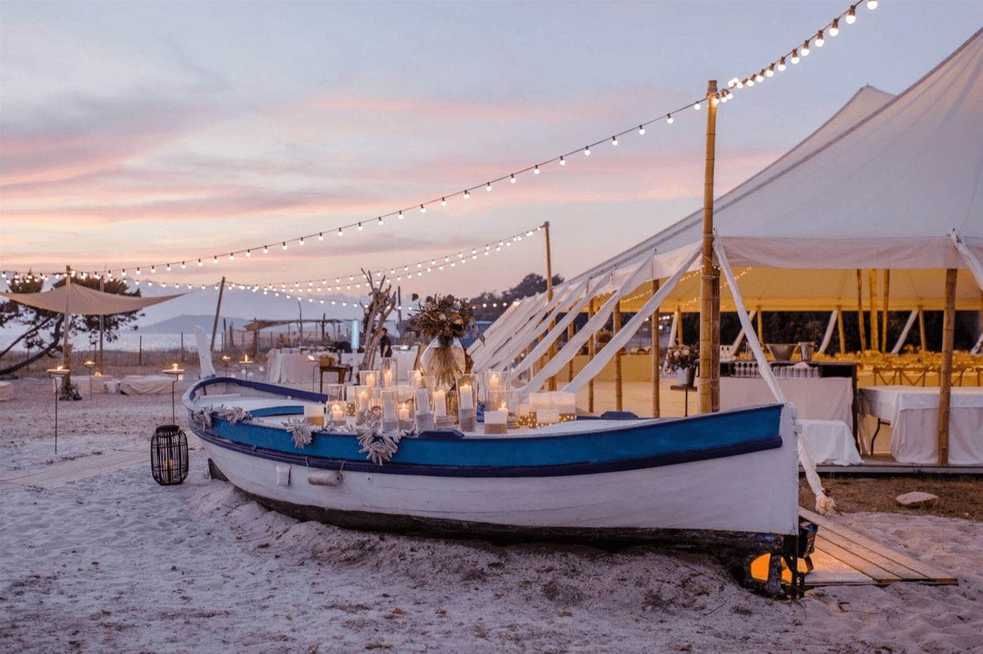 Bamboo Marquee at seaside event